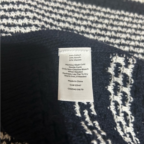 Talbots Womens Striped Sweater Poncho Cardigan Crochet Nautical Oversized XS/S - Picture 6 of 7